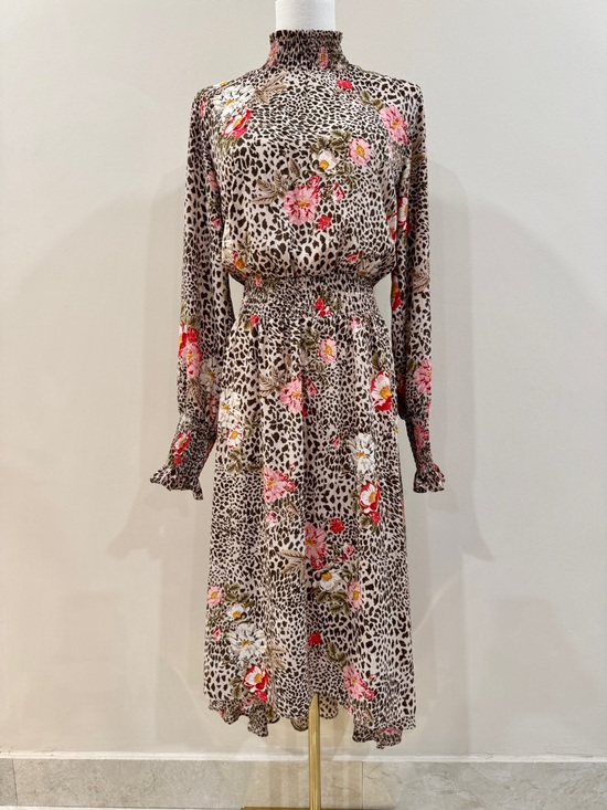 Nanette Lepore Dresses & Skirts - Nanette Lepore Smocked Foral Leopard Print Midi Dress Size 10